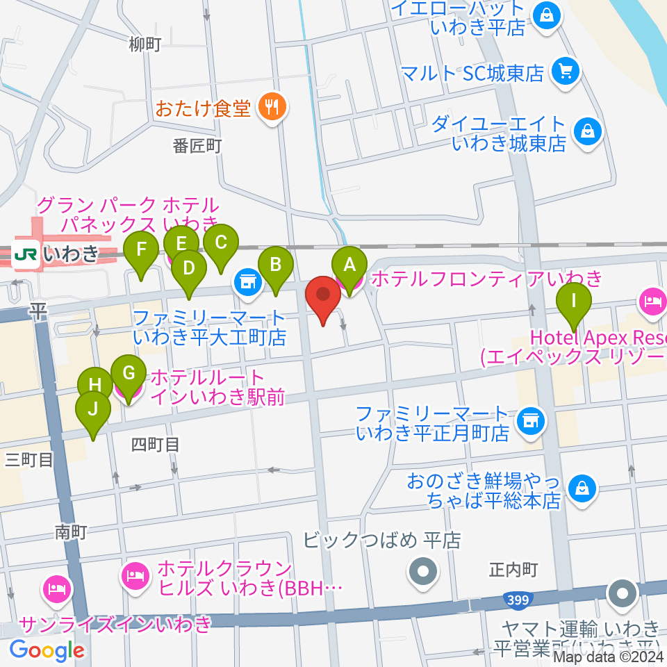 いわきソニック周辺のホテル一覧地図