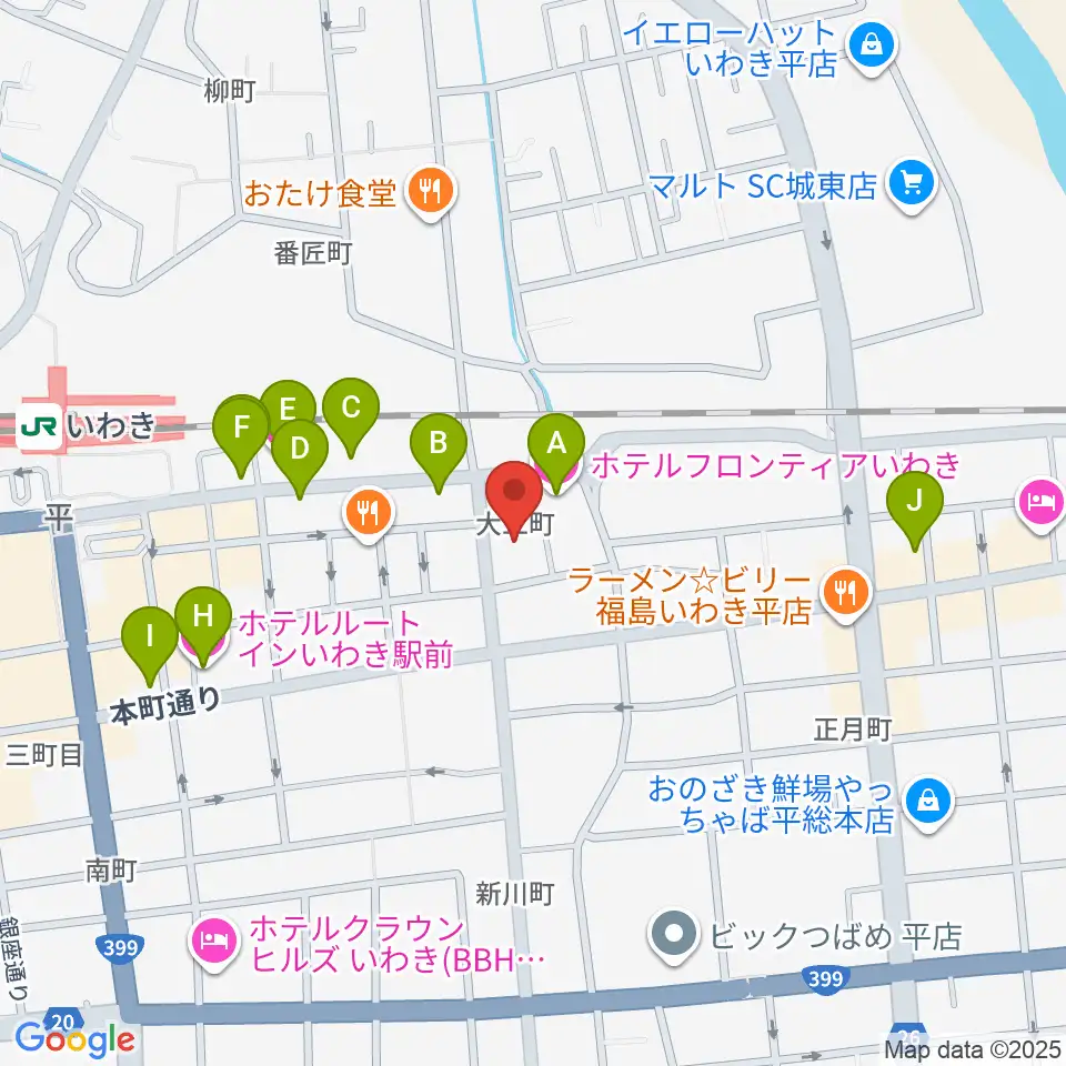いわきソニック周辺のホテル一覧地図