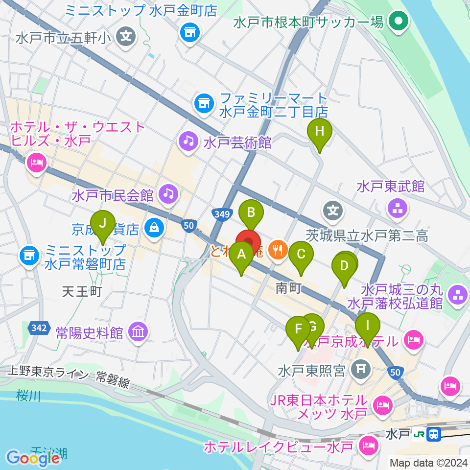 水戸SONIC周辺のホテル一覧地図