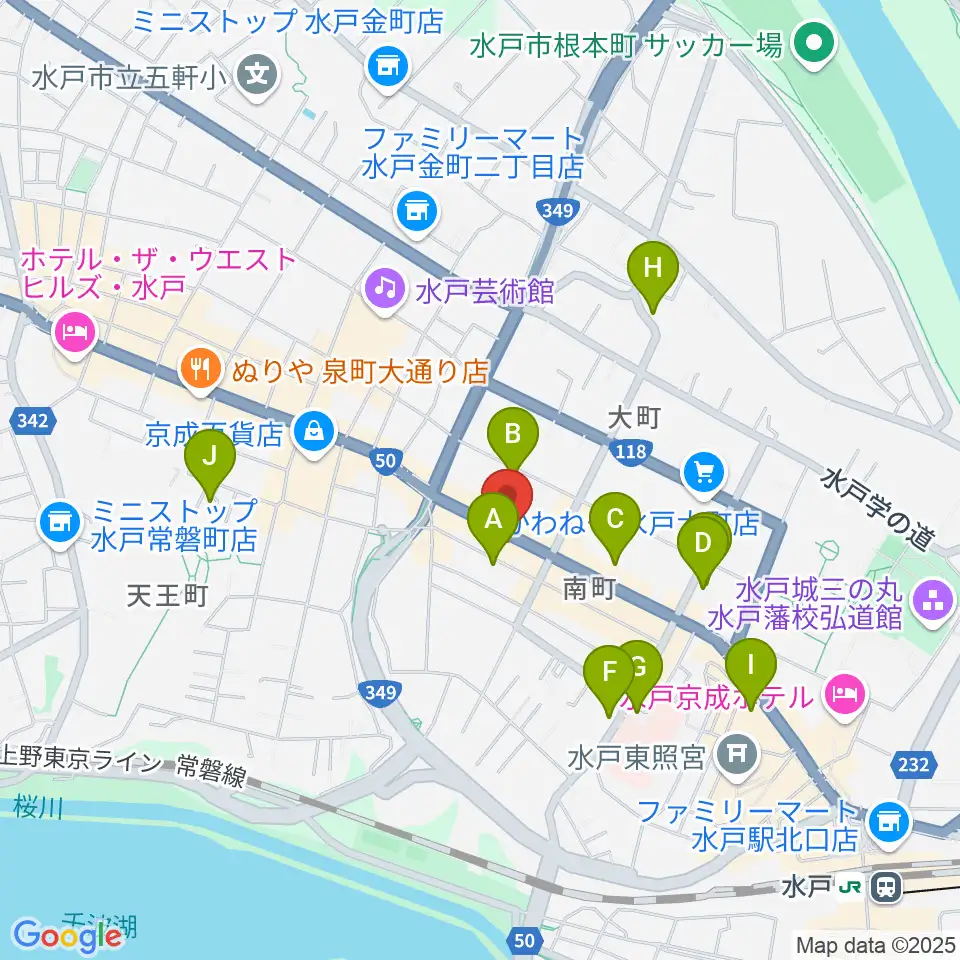 水戸SONIC周辺のホテル一覧地図