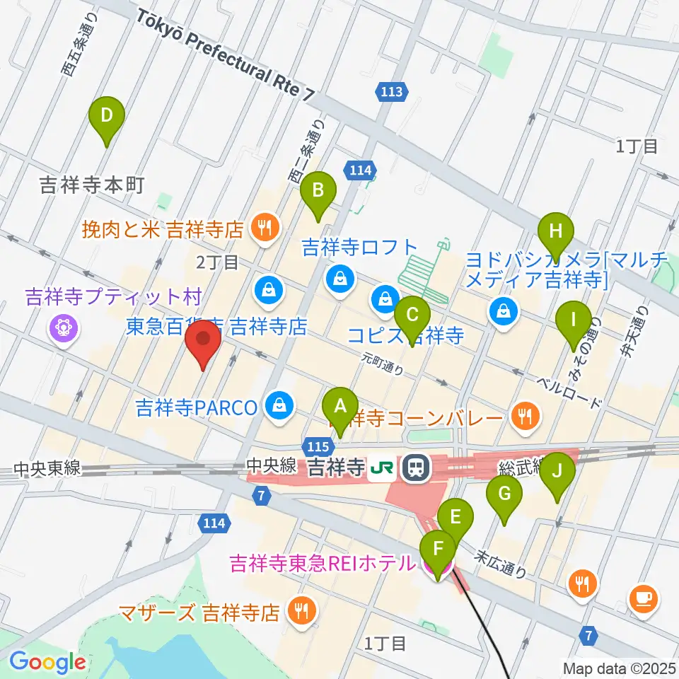 吉祥寺ストリングス周辺のホテル一覧地図