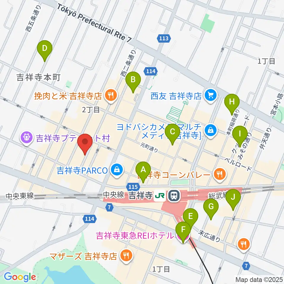 吉祥寺ストリングス周辺のホテル一覧地図