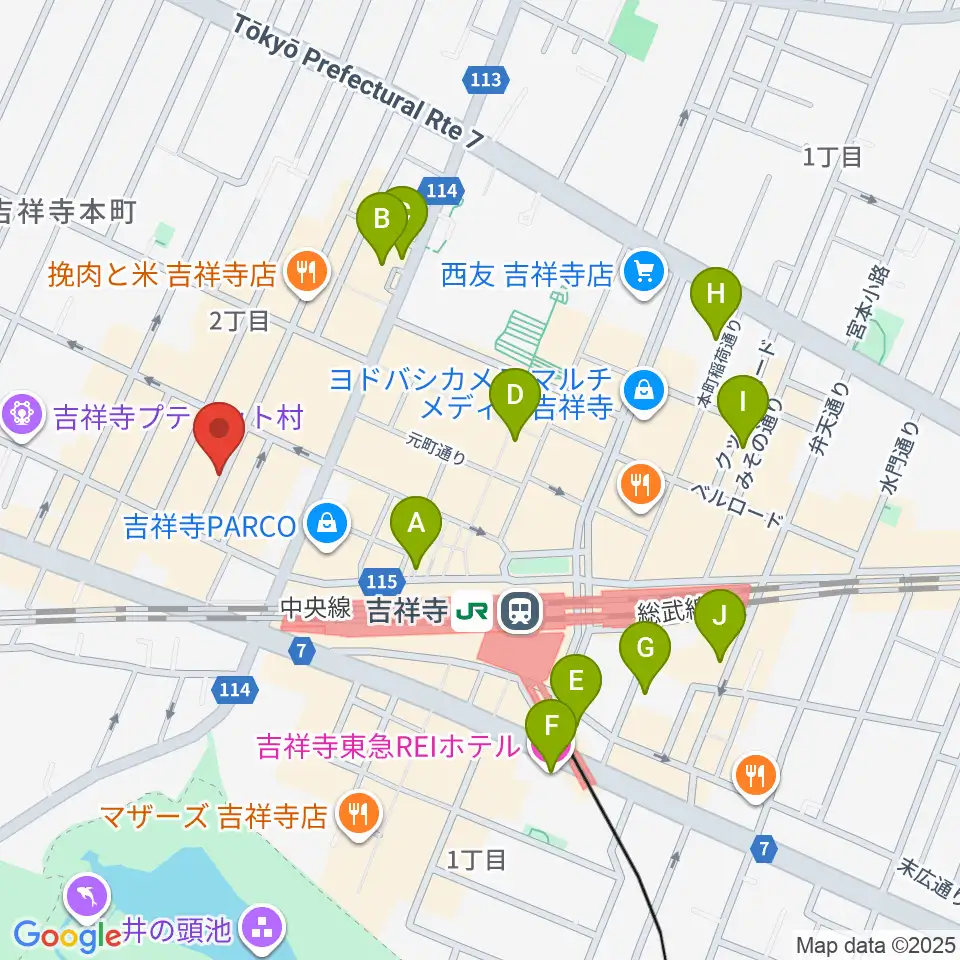 吉祥寺ストリングス周辺のホテル一覧地図