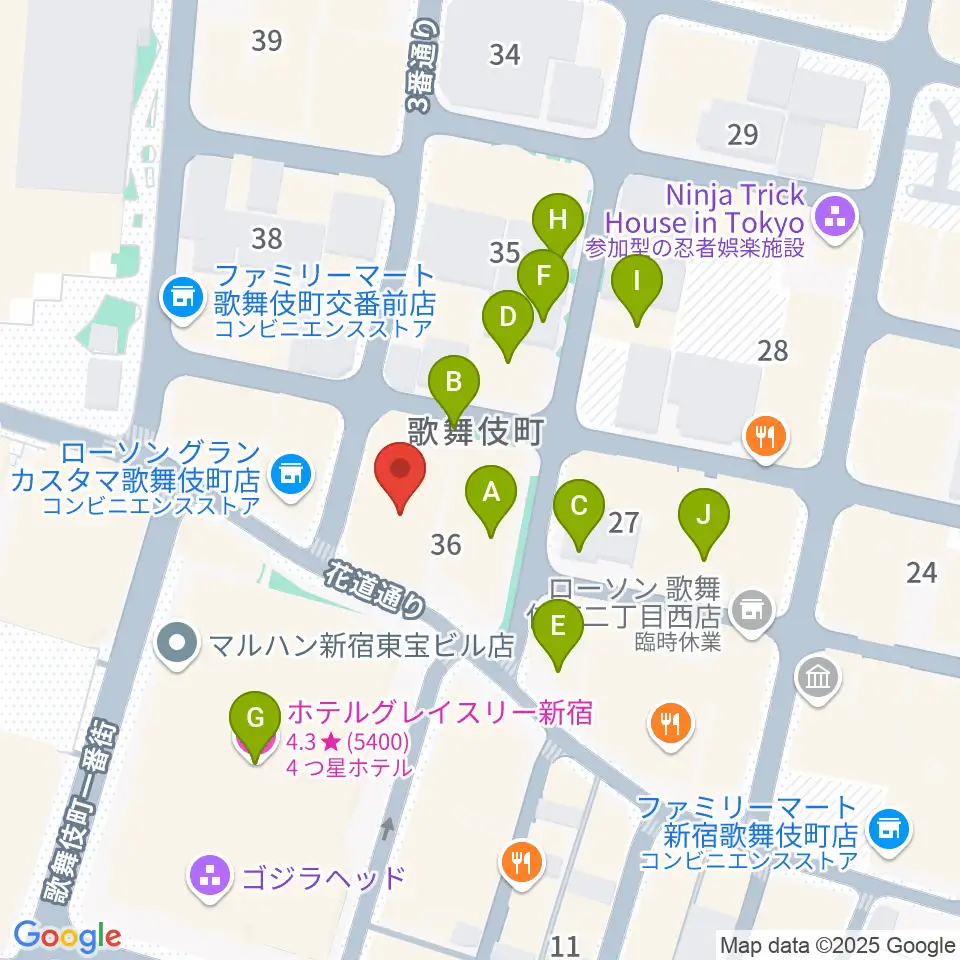 ACB HALL周辺のホテル一覧地図
