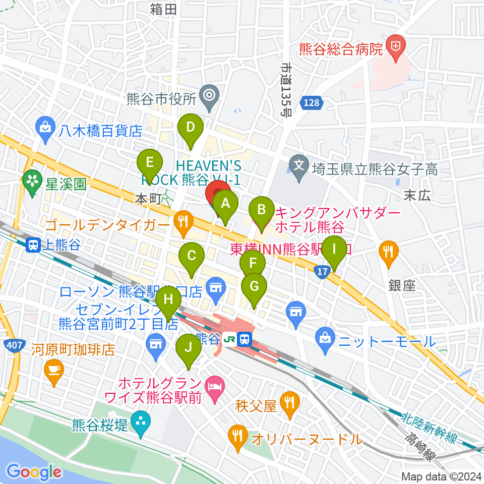 ヘブンズロック熊谷VJ-1周辺のホテル一覧地図