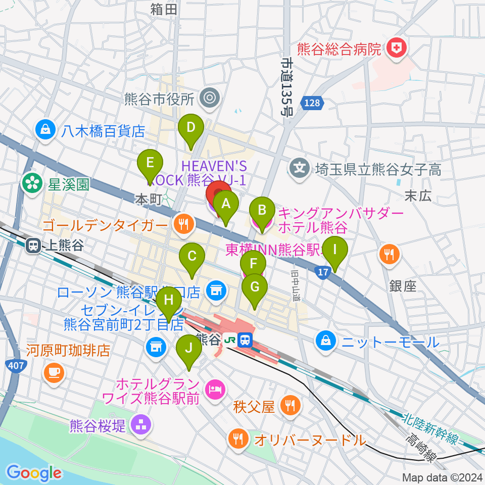 ヘブンズロック熊谷VJ-1周辺のホテル一覧地図