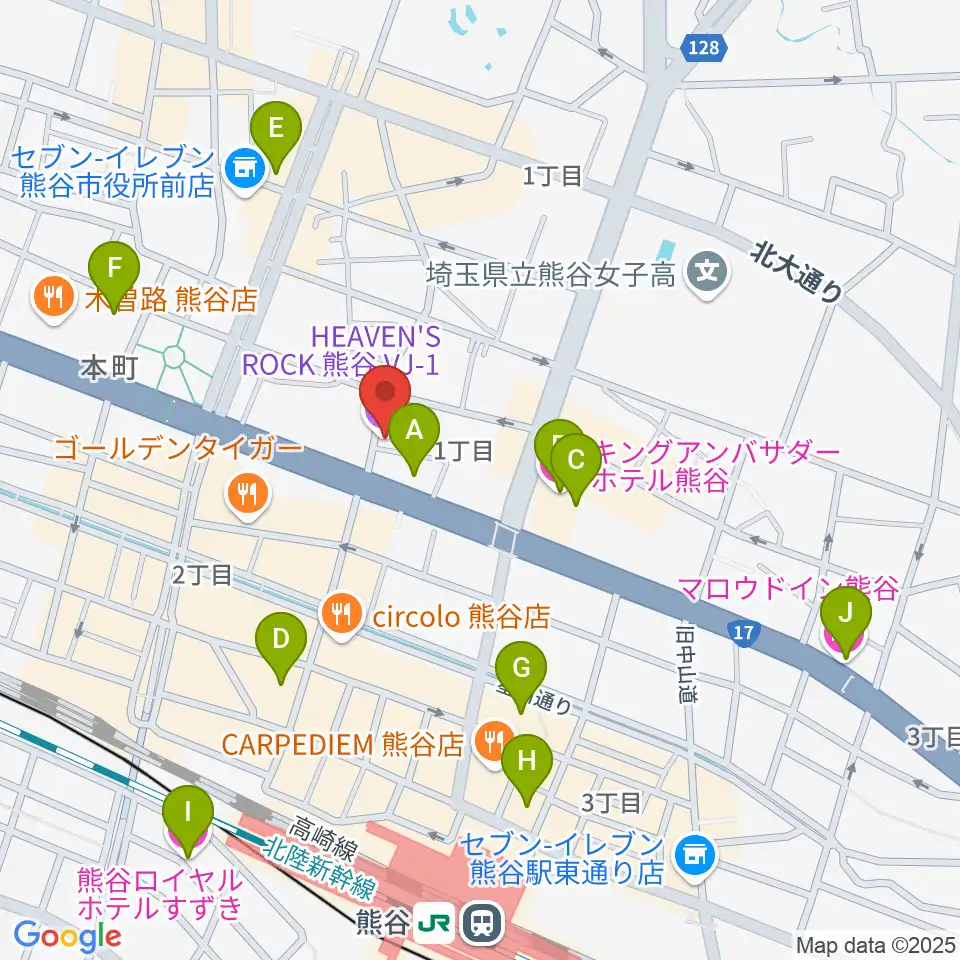 ヘブンズロック熊谷VJ-1周辺のホテル一覧地図