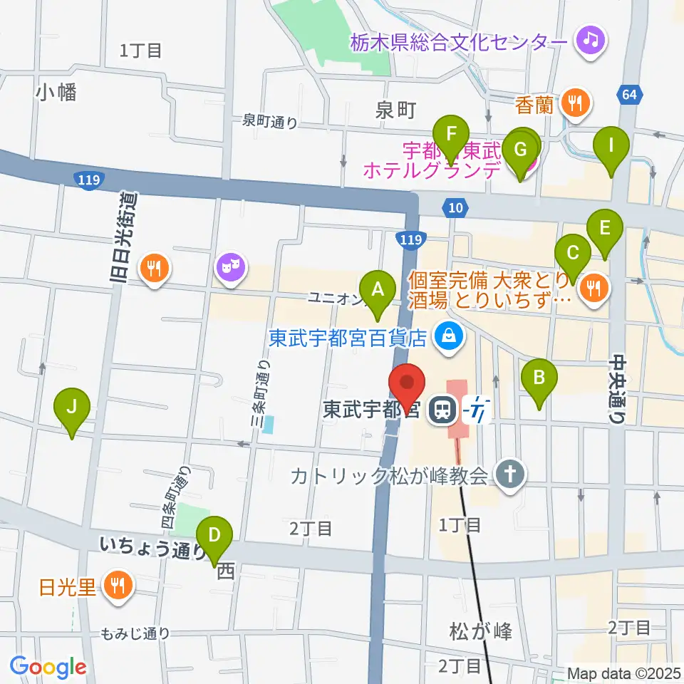 宇都宮ヘブンズロック周辺のホテル一覧地図