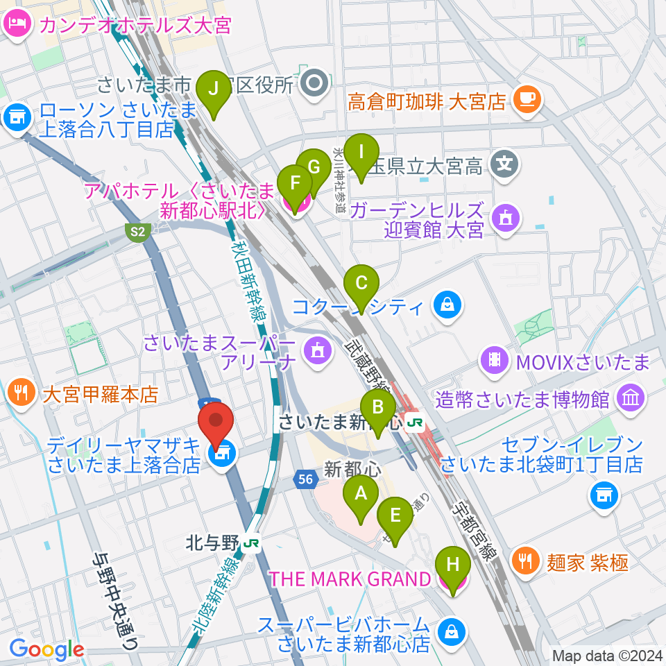 さいたま新都心ヘブンズロック周辺のホテル一覧地図