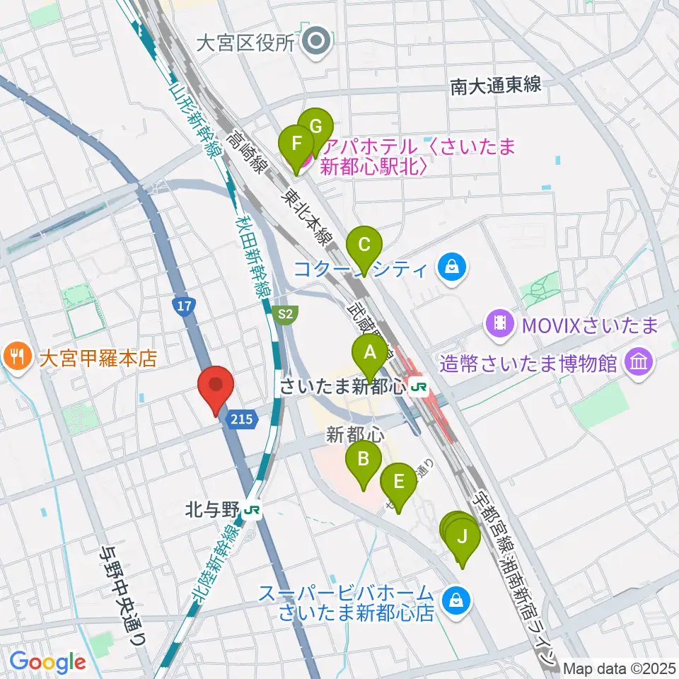 さいたま新都心ヘブンズロック周辺のホテル一覧地図