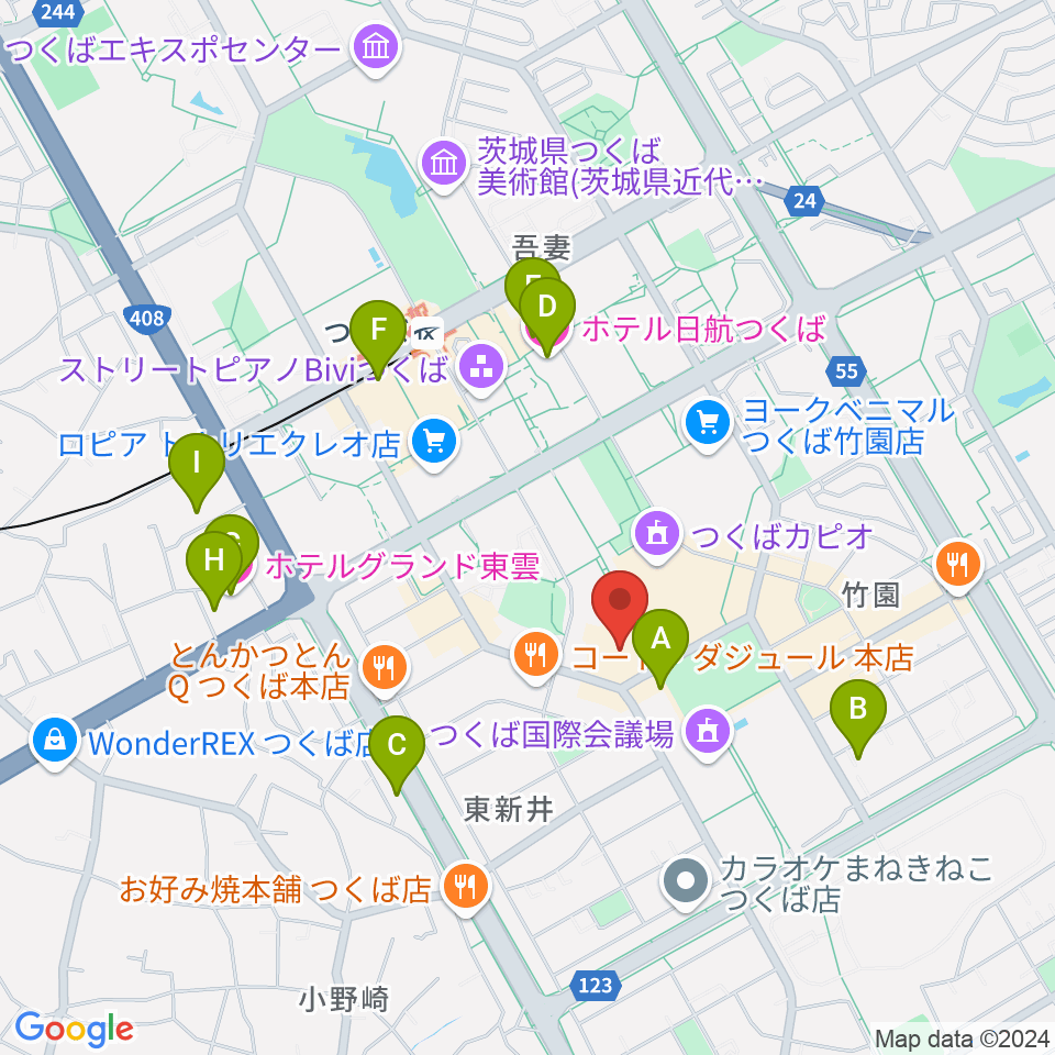 つくばパークダイナー周辺のホテル一覧地図