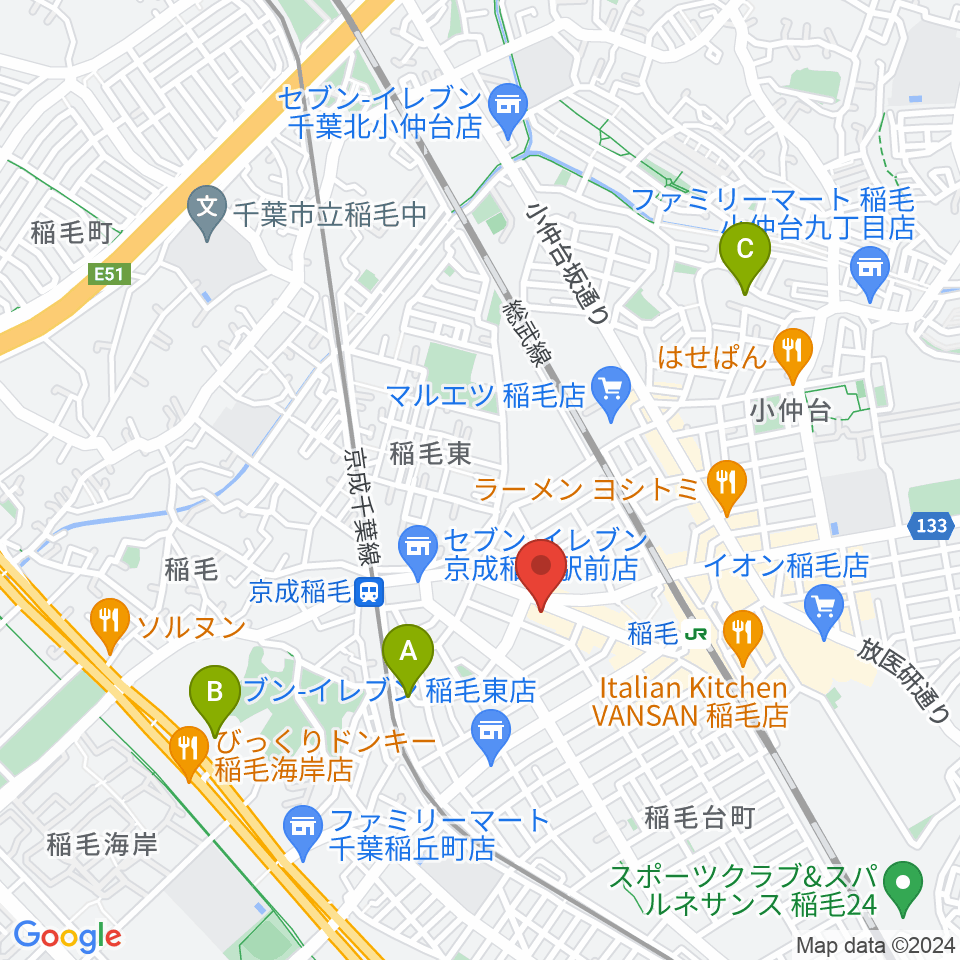 稲毛K'S DREAM周辺のホテル一覧地図