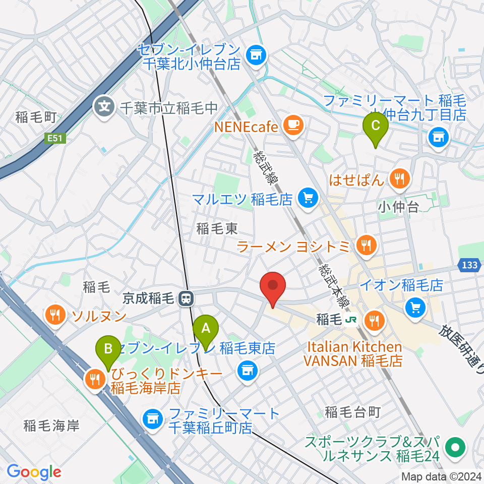 稲毛K'S DREAM周辺のホテル一覧地図