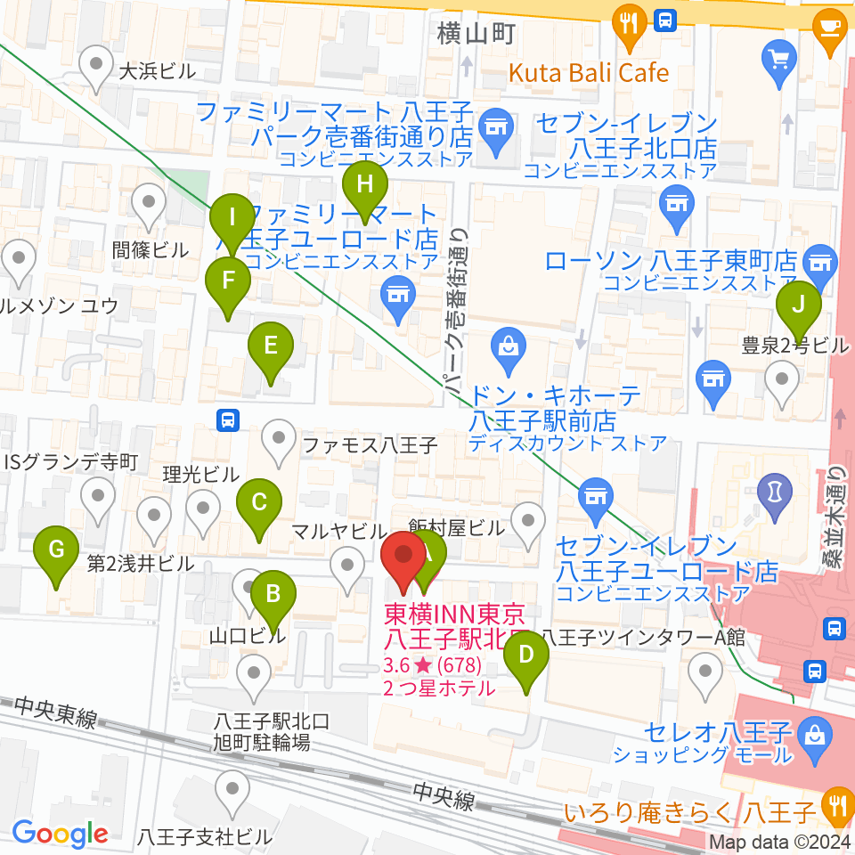 八王子Match Vox周辺のホテル一覧地図