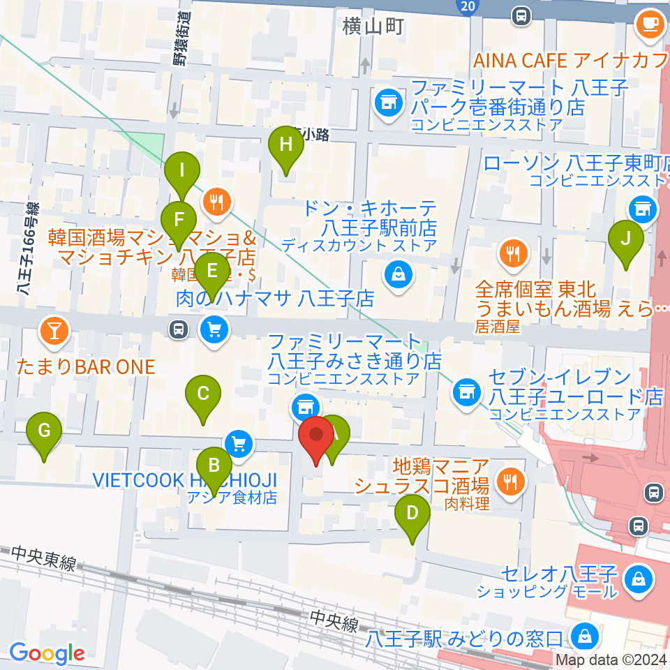 八王子Match Vox周辺のホテル一覧地図