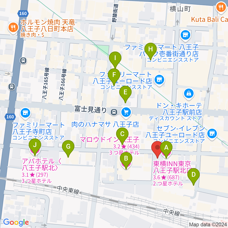 八王子RIPS周辺のホテル一覧地図