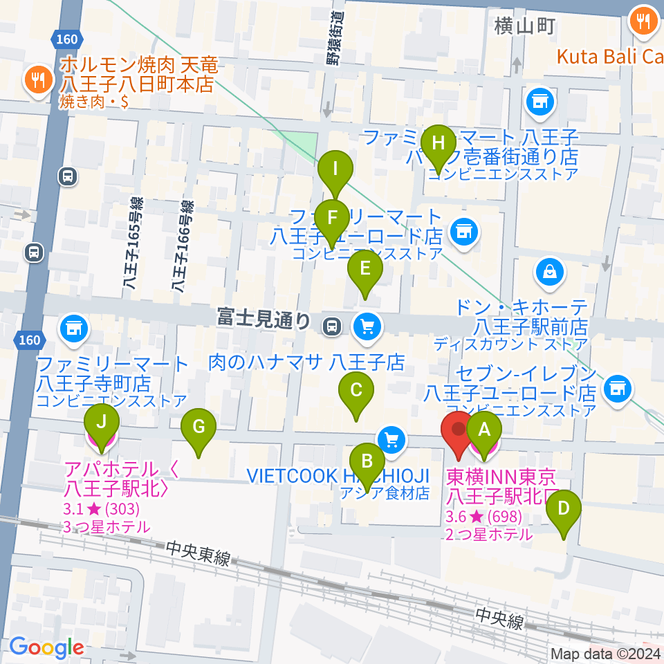 八王子RIPS周辺のホテル一覧地図