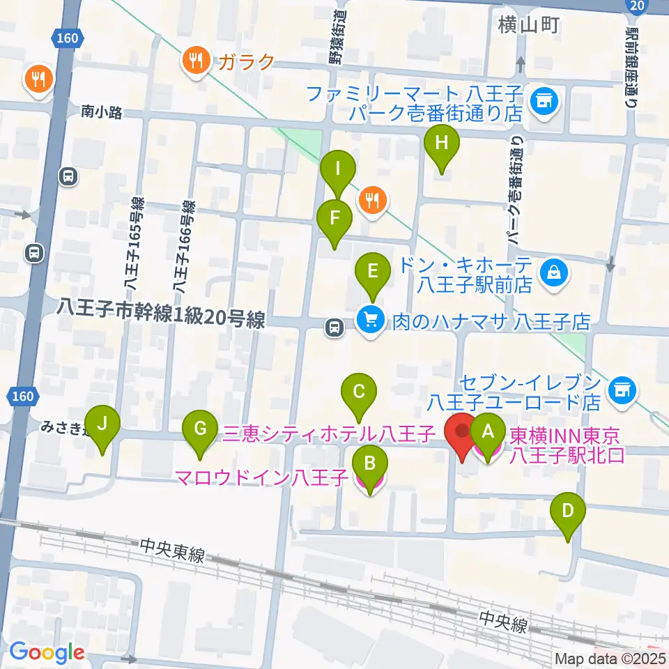 八王子RIPS周辺のホテル一覧地図