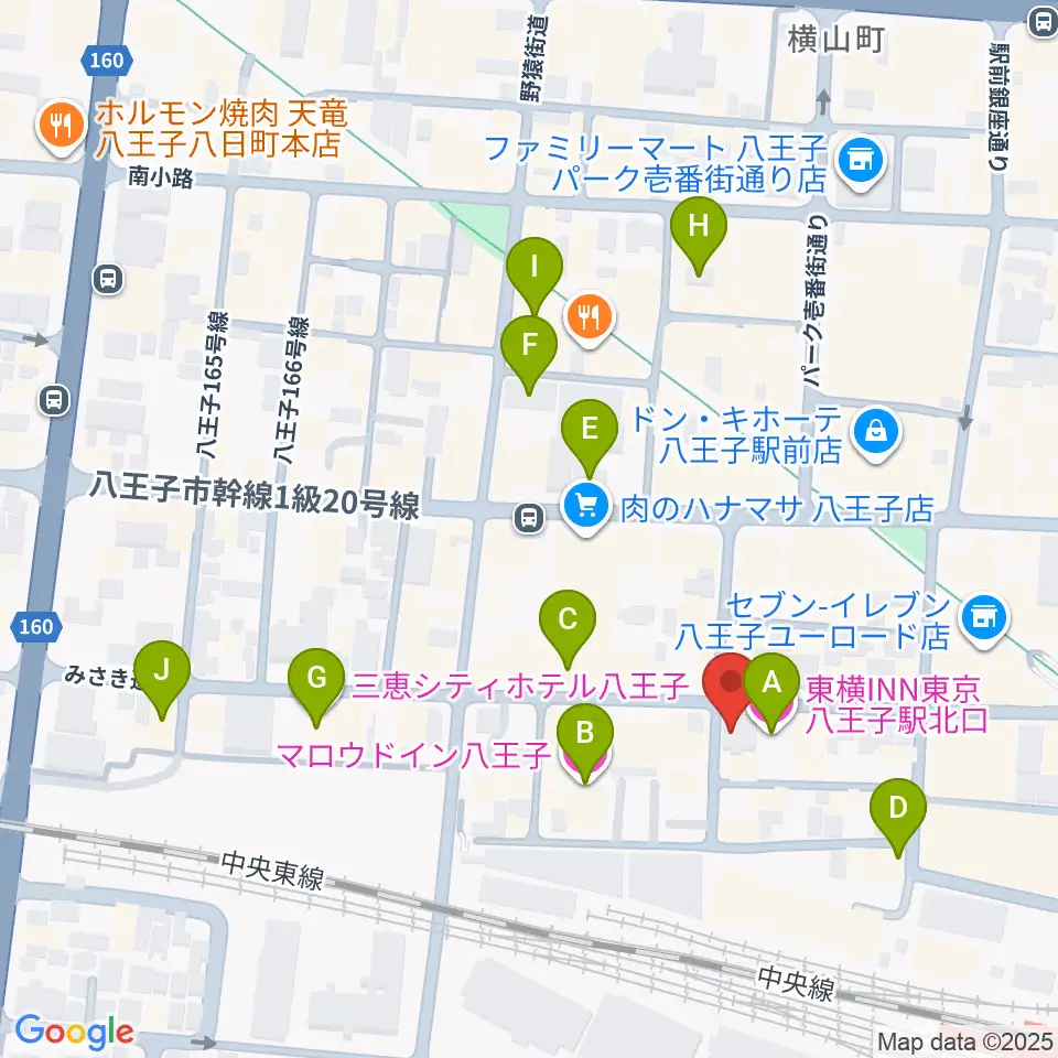 八王子RIPS周辺のホテル一覧地図