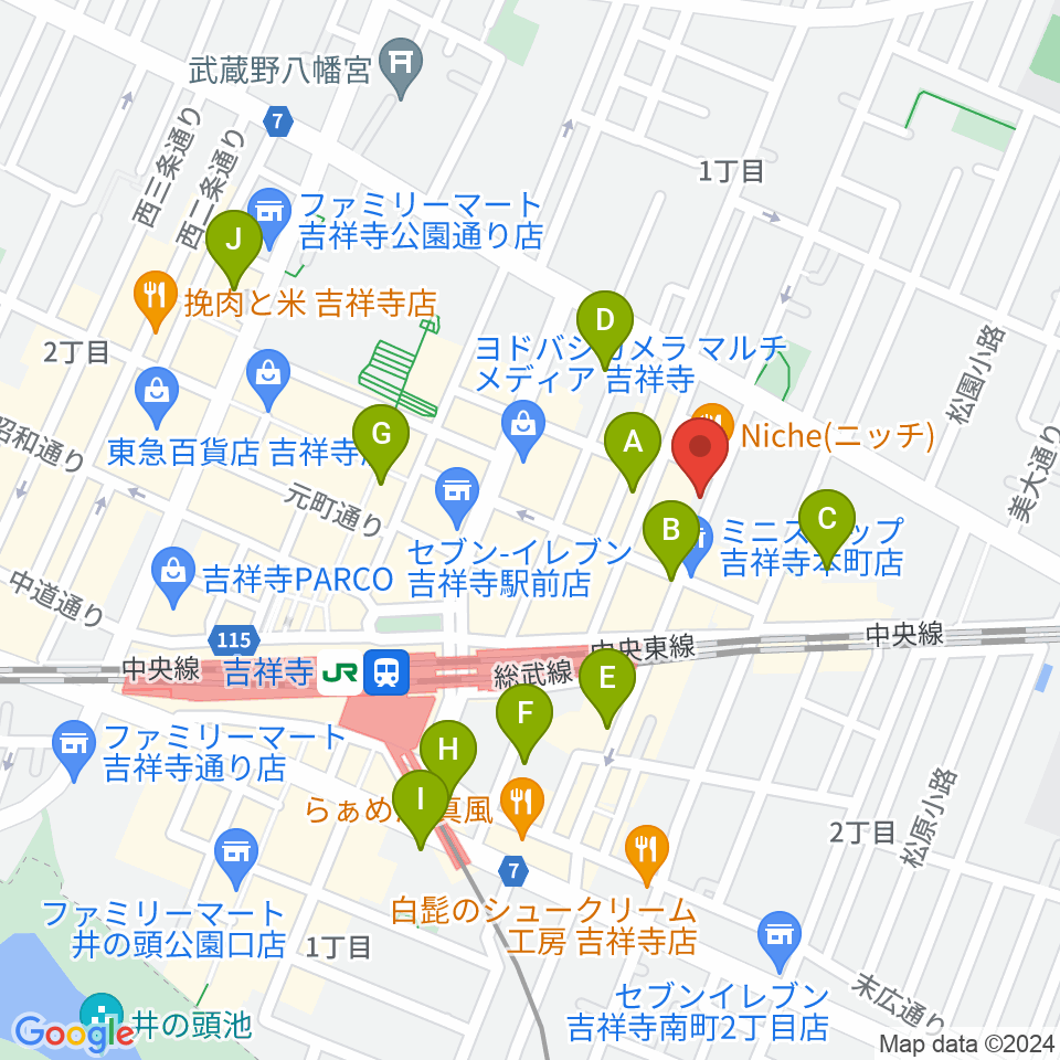 吉祥寺WARP周辺のホテル一覧地図