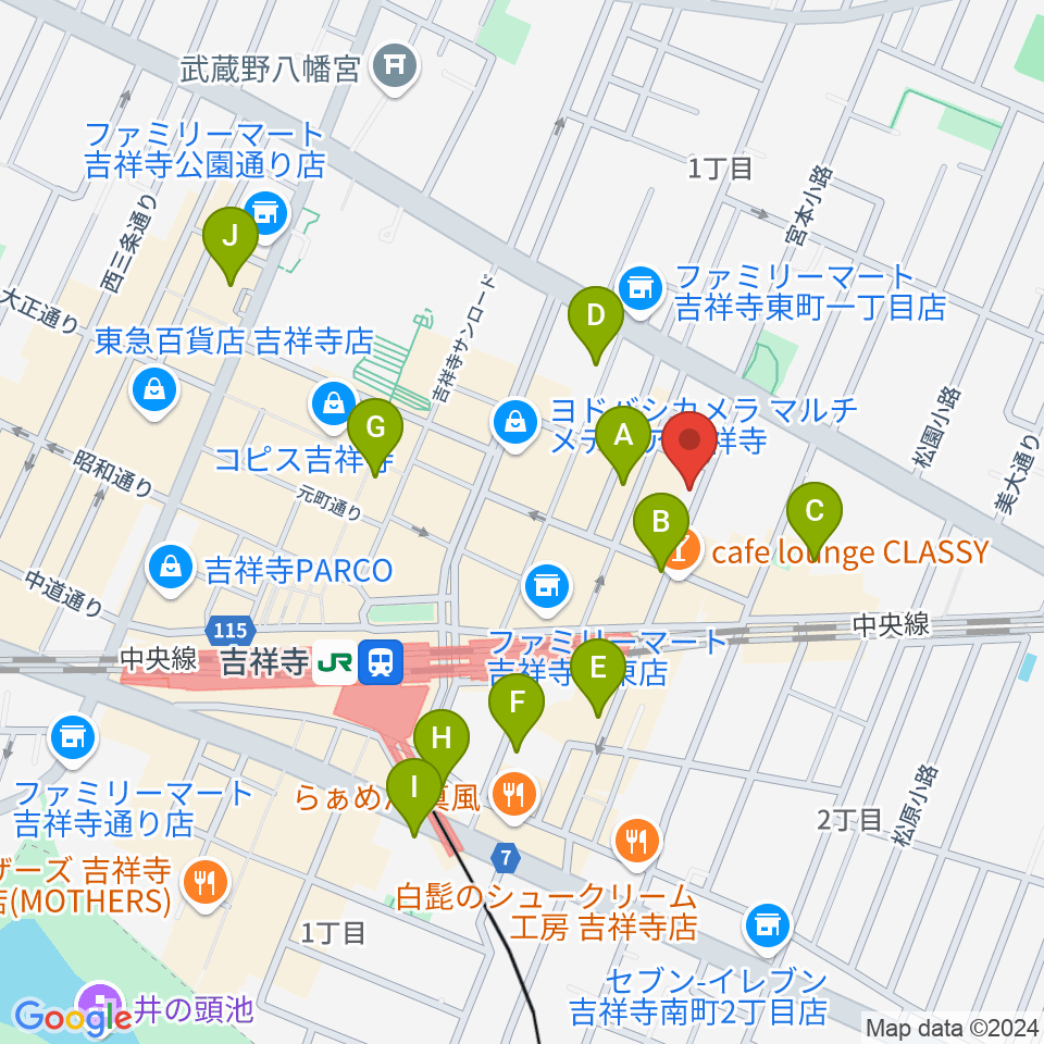 吉祥寺WARP周辺のホテル一覧地図