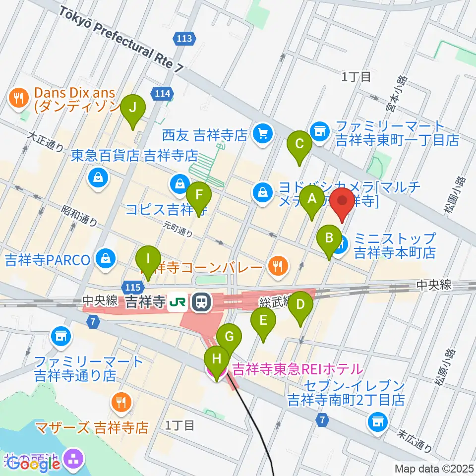 吉祥寺WARP周辺のホテル一覧地図