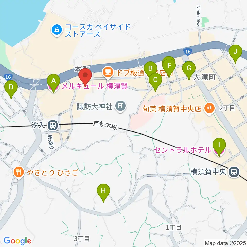 横須賀かぼちゃ屋周辺のホテル一覧地図