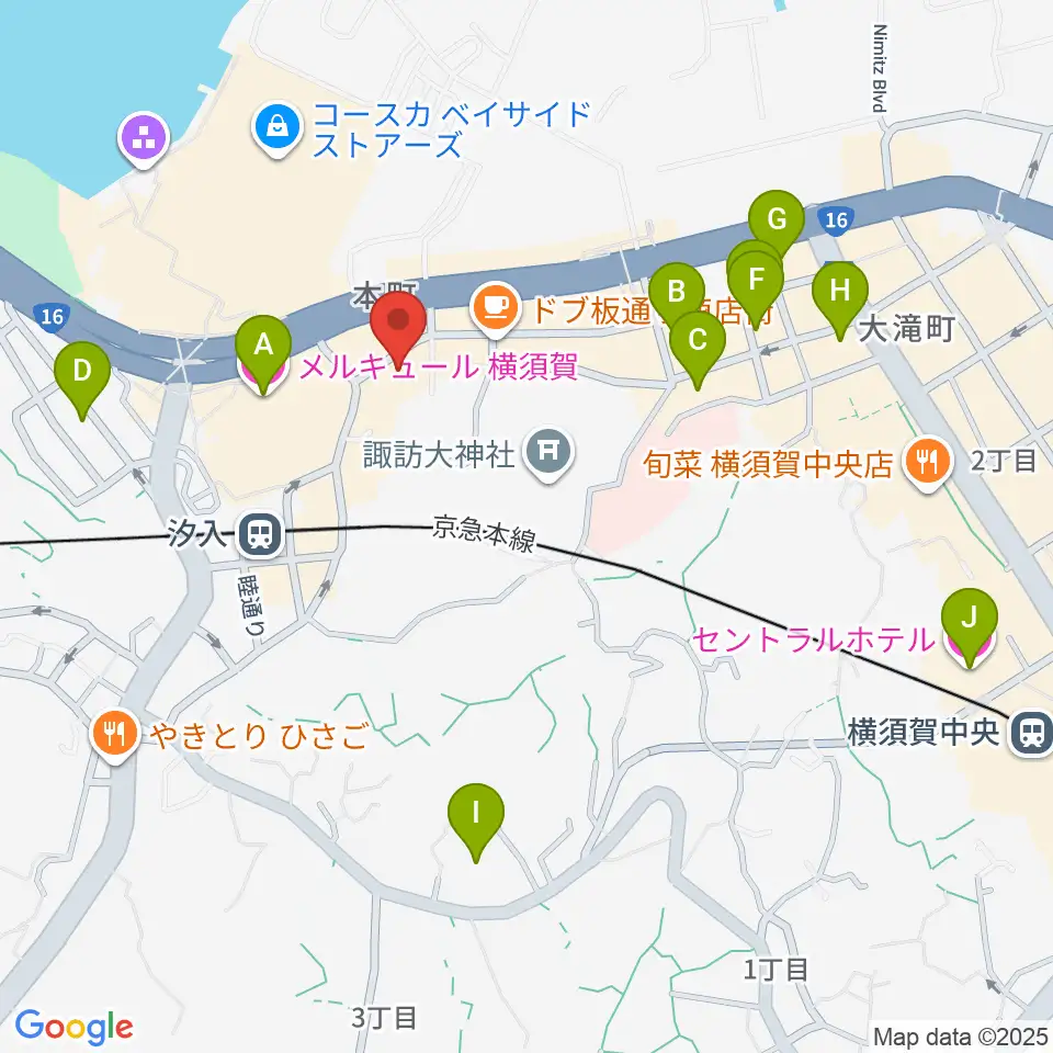 横須賀かぼちゃ屋周辺のホテル一覧地図