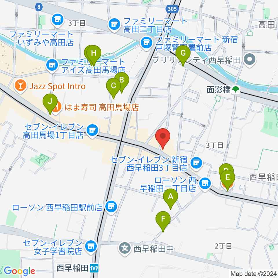 高田馬場 音楽室DX周辺のホテル一覧地図