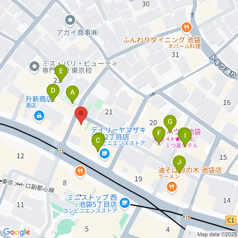 池袋バレルハウス周辺のホテル一覧地図