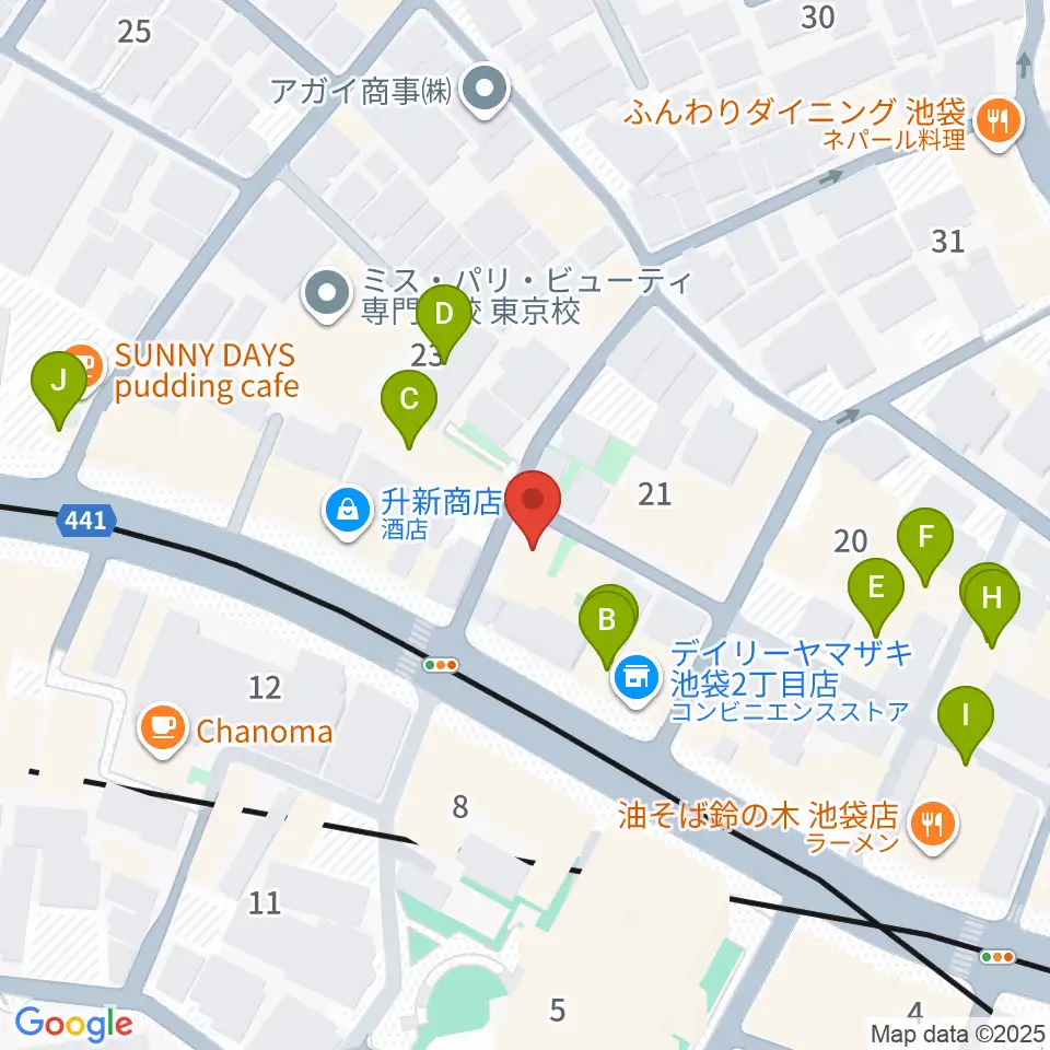 池袋バレルハウス周辺のホテル一覧地図