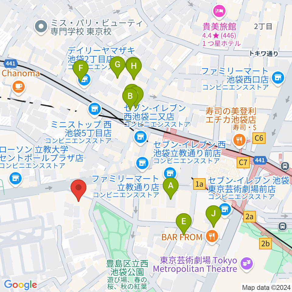 池袋アップルジャンプ周辺のホテル一覧地図