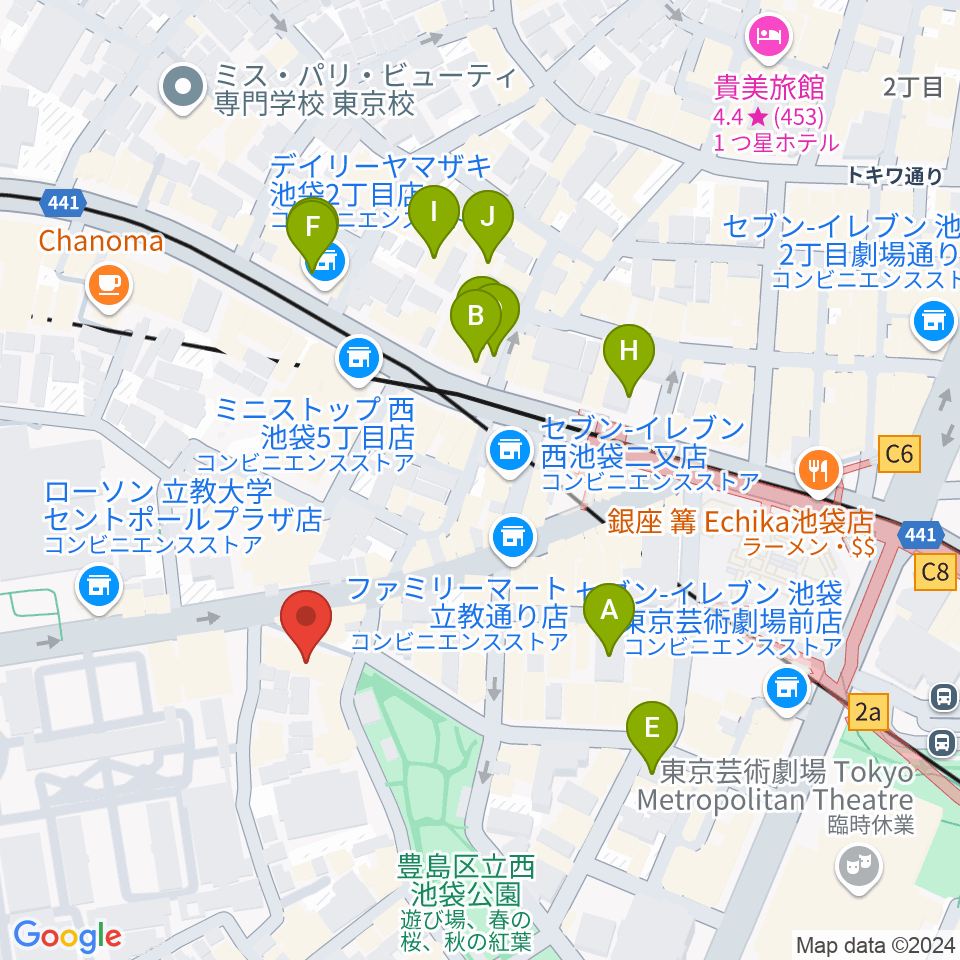 池袋アップルジャンプ周辺のホテル一覧地図