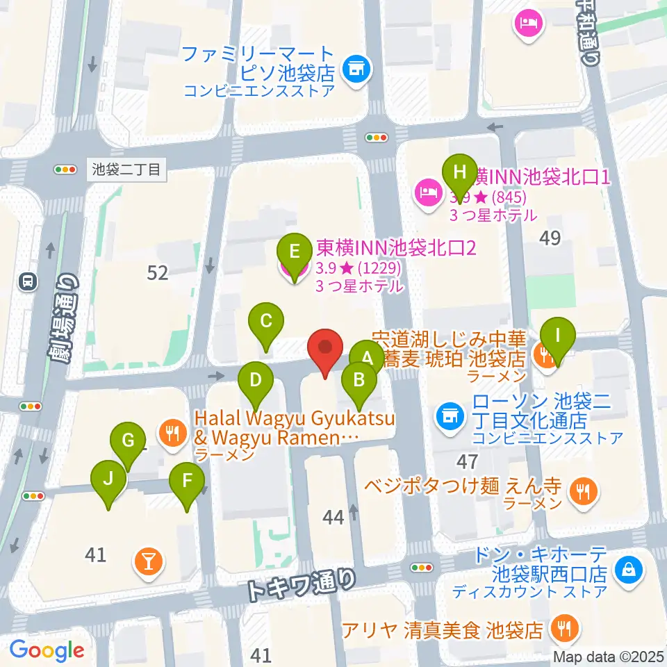 池袋手刀 チョップ周辺のホテル一覧地図