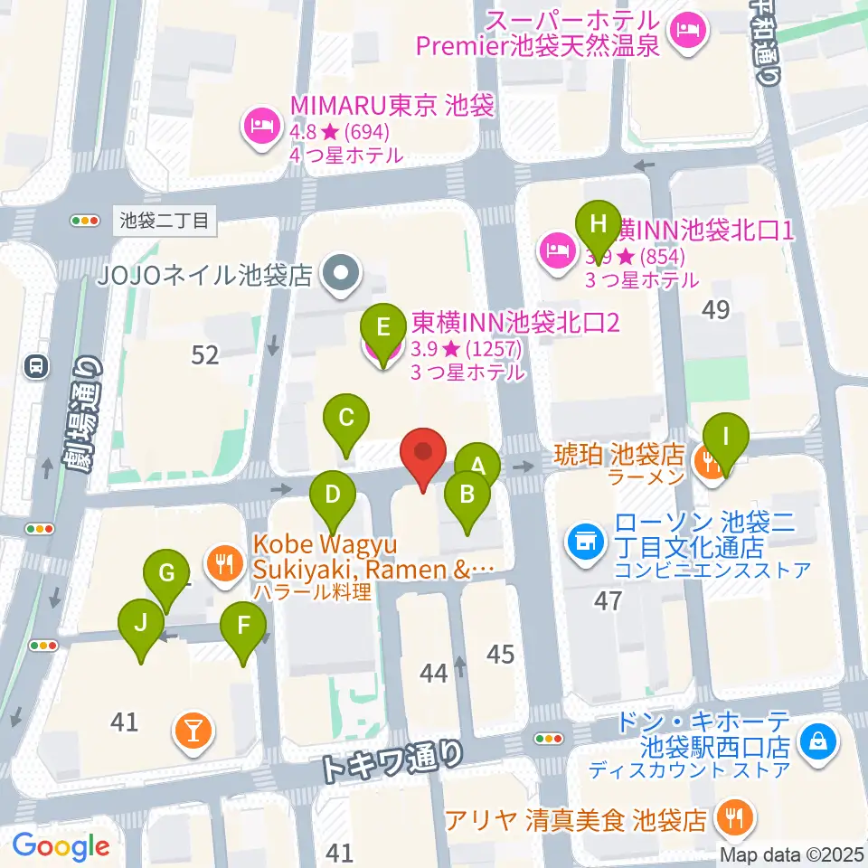池袋手刀 チョップ周辺のホテル一覧地図