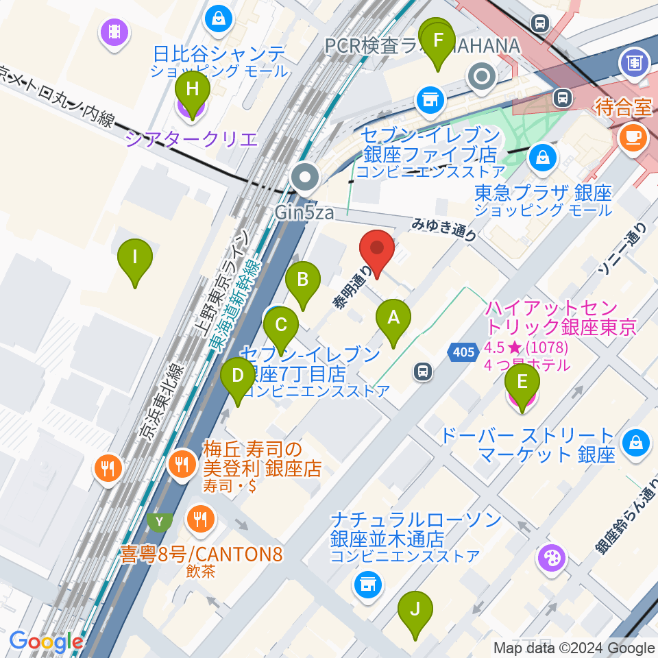 銀座ミーヤカフェ周辺のホテル一覧地図