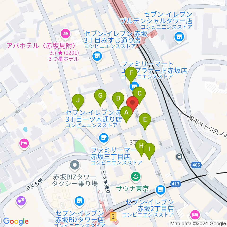 クローフィッシュ赤坂周辺のホテル一覧地図