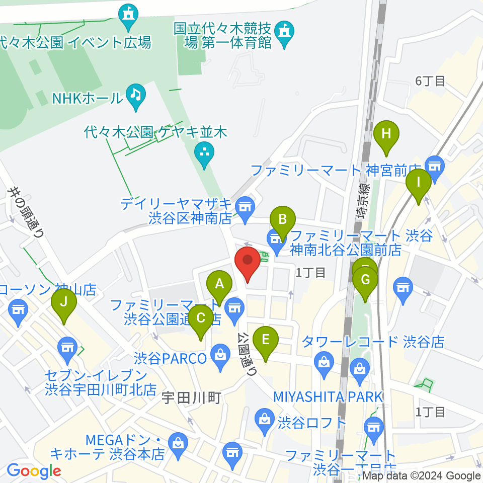 渋谷UNDERBAR周辺のホテル一覧地図
