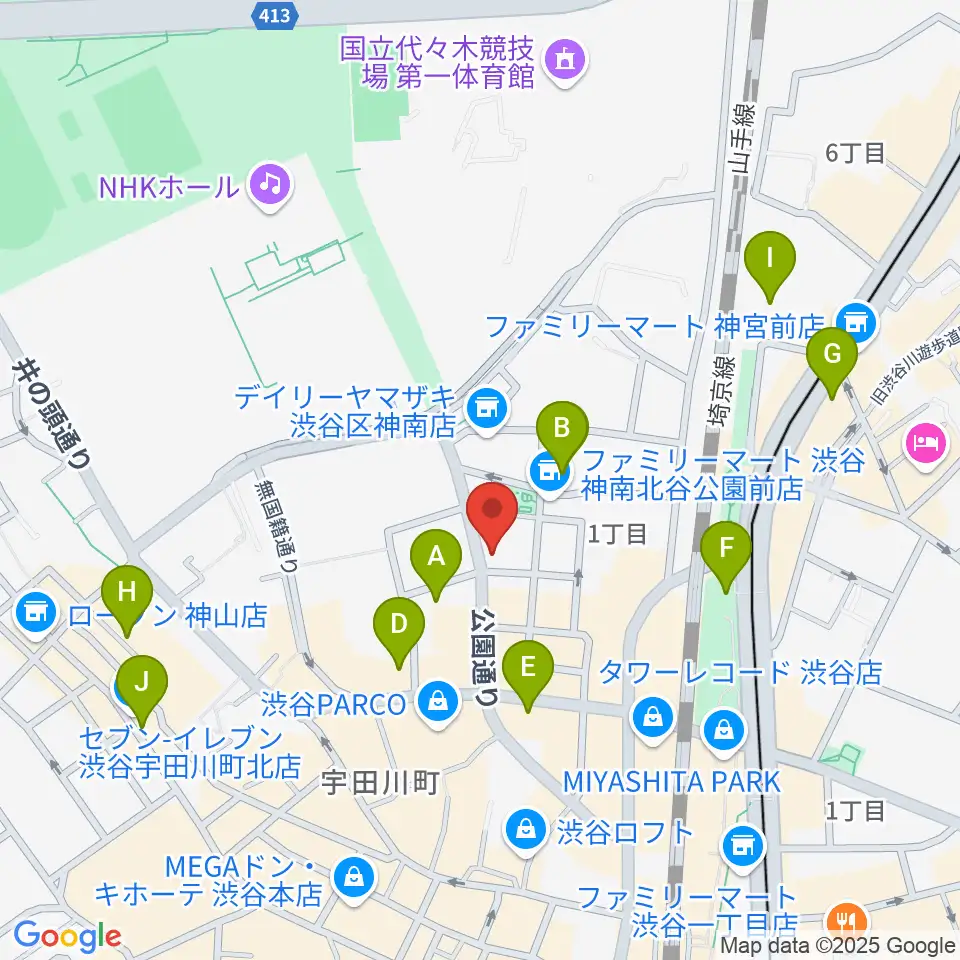 渋谷UNDERBAR周辺のホテル一覧地図