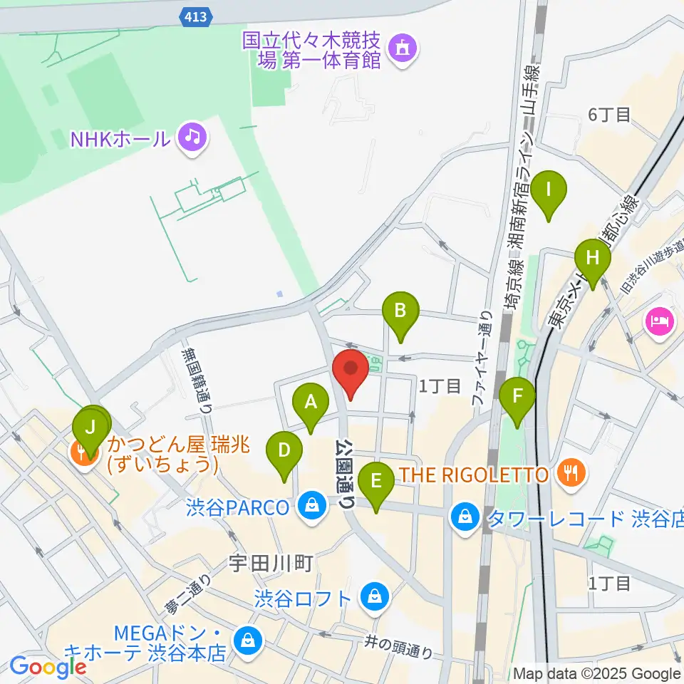 渋谷UNDERBAR周辺のホテル一覧地図