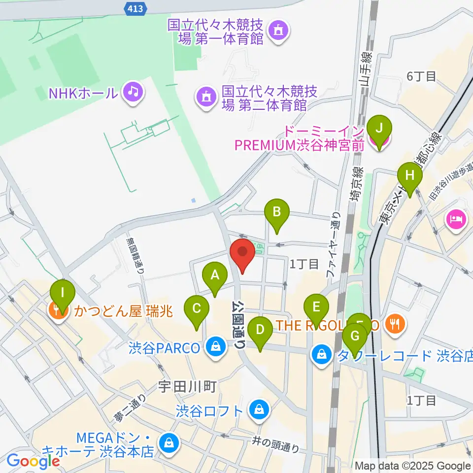 渋谷UNDERBAR周辺のホテル一覧地図