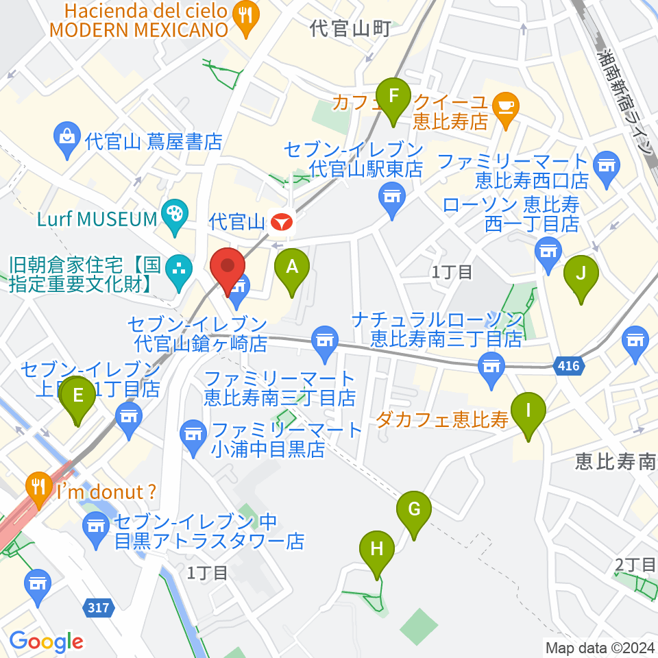 代官山UNIT周辺のホテル一覧地図