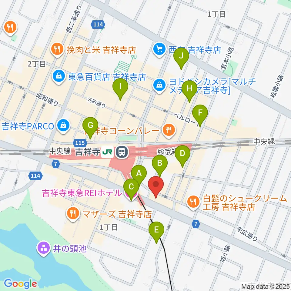 吉祥寺シャッフル周辺のホテル一覧地図