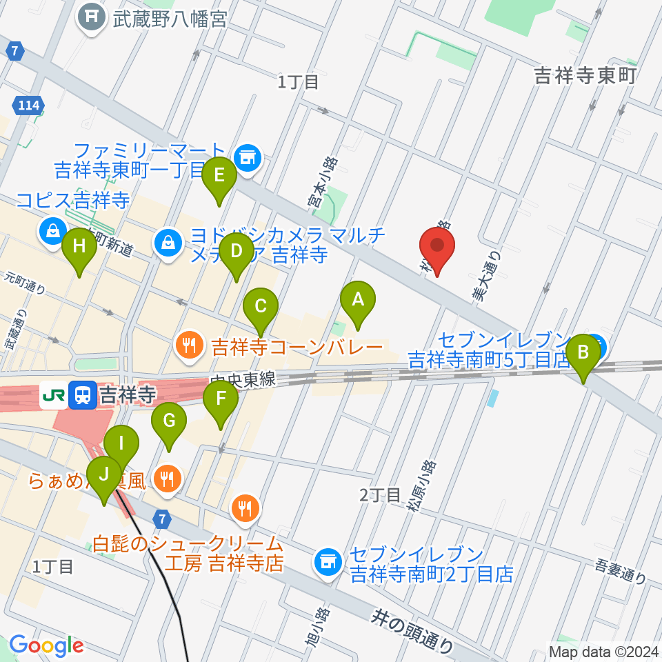 吉祥寺クレッシェンド周辺のホテル一覧地図