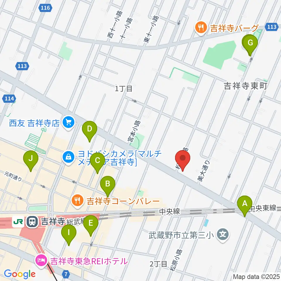 吉祥寺クレッシェンド周辺のホテル一覧地図