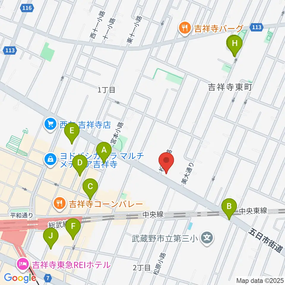 吉祥寺クレッシェンド周辺のホテル一覧地図