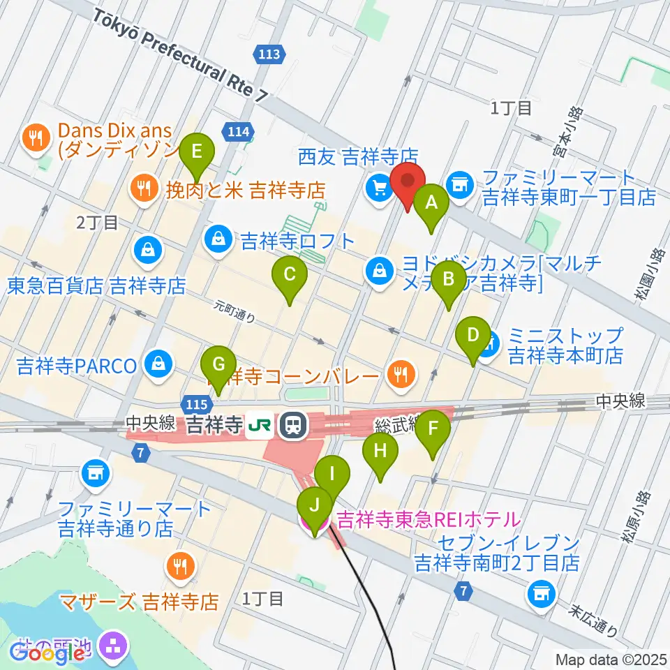 吉祥寺CLUB SEATA周辺のホテル一覧地図