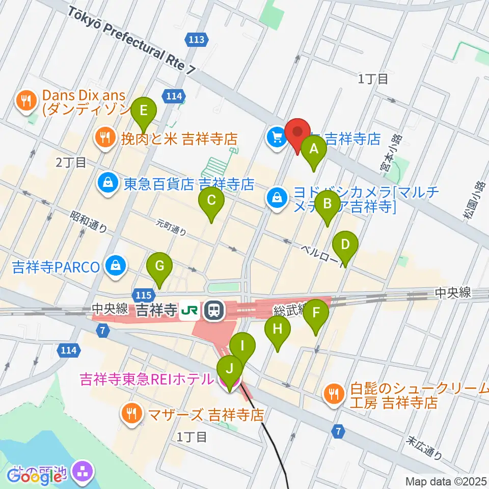 吉祥寺CLUB SEATA周辺のホテル一覧地図