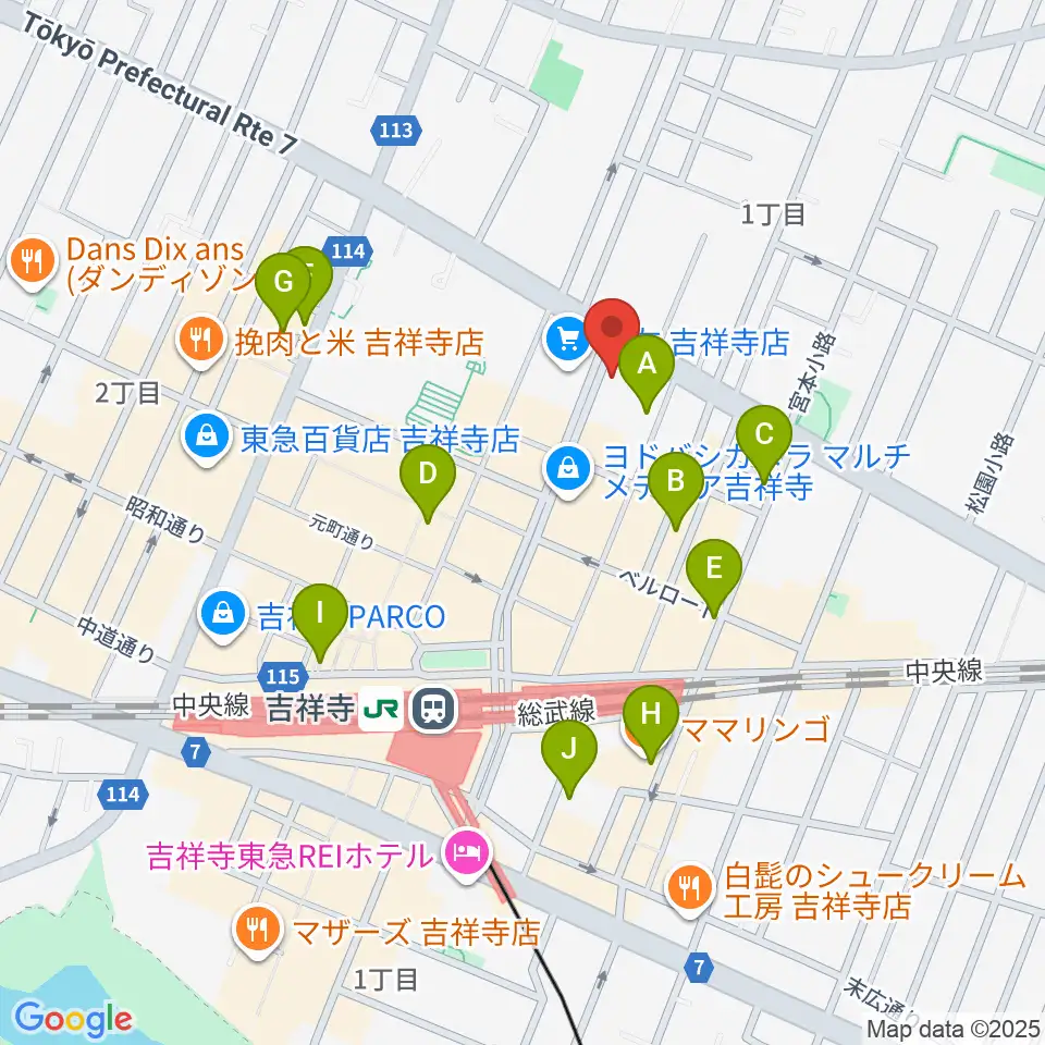 吉祥寺CLUB SEATA周辺のホテル一覧地図