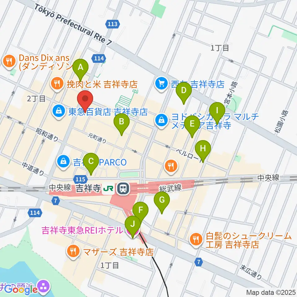 吉祥寺Planet K周辺のホテル一覧地図